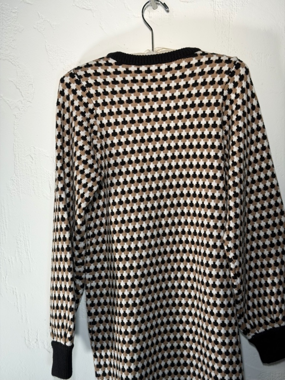 Show Me Your Mumu Black, Cream & Brown Houndstooth Knit Mini Sweater Dress - Picture 6 of 16